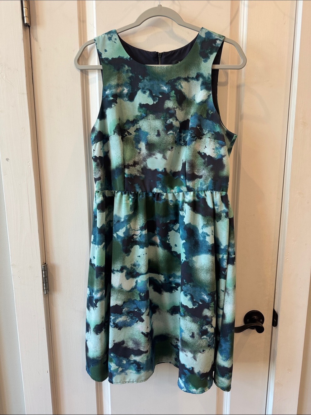 Mossimo Sleeveless Midi Zip-up Midi Dress Abstract Cloud Tie Dye Print